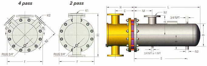 14 inch shell tube heat exchanger dimensions