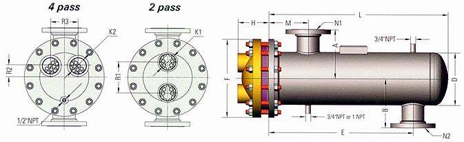 4 inch shell tube heat exchanger dimensions